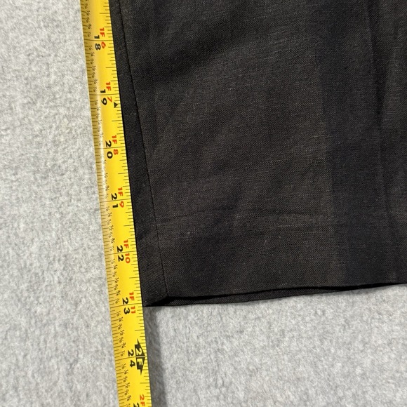 Larry Levine Linen blend Black Cropped Pants Beaded Embellished Waist 12 - Picture 11 of 14